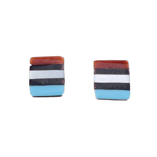 Zuni Sterling Silver Multicolor Post Stud Earrings NX11816