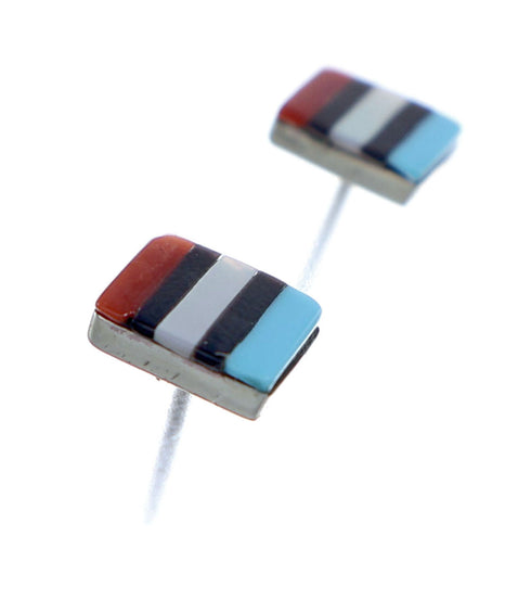 Zuni Sterling Silver Multicolor Post Stud Earrings NX11816