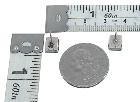 Zuni Sterling Silver Multicolor Post Stud Earrings NX11816