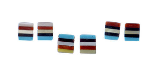 Zuni Sterling Silver Multicolor Post Stud Earrings NX11816