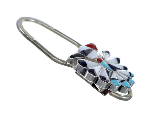 Zuni Sterling Silver Multicolor Thunderbird Key Chain NX11795