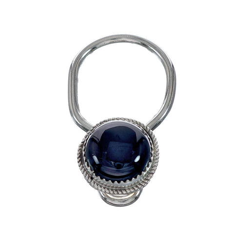 Native American Navajo Sterling Silver Onyx Key Chain NX11802