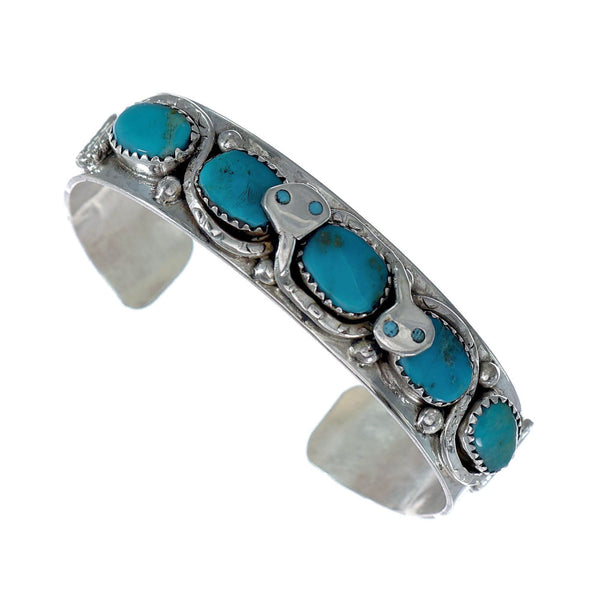 Turquoise Sterling Silver Zuni Effie Calavaza Snake Cuff Bracelet NX11799