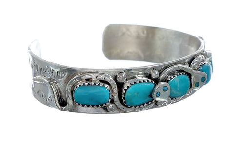 Zuni Turquoise Sterling Silver Effie Calavaza Snake Cuff Bracelet NX11800