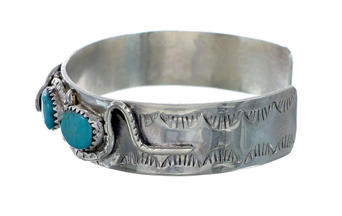 Zuni Turquoise Sterling Silver Effie Calavaza Snake Cuff Bracelet NX11800