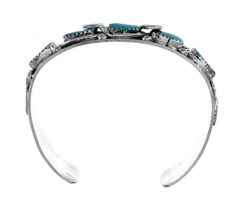 Zuni Turquoise Sterling Silver Effie Calavaza Snake Cuff Bracelet NX11800