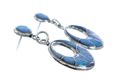 Zuni Opal Sterling Silver Post Dangle Earrings NN20695