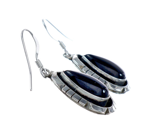 Native American Navajo Sterling Silver Onyx Hook Dangle Earring NN20681