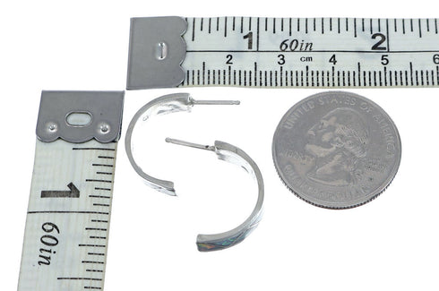 Navajo Sterling Silver Opal Post Hoop Earrings NN20685