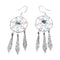 Sterling Silver Coral Turquoise Dream Catcher Feather Navajo Hook Dangle Earrings NN20680