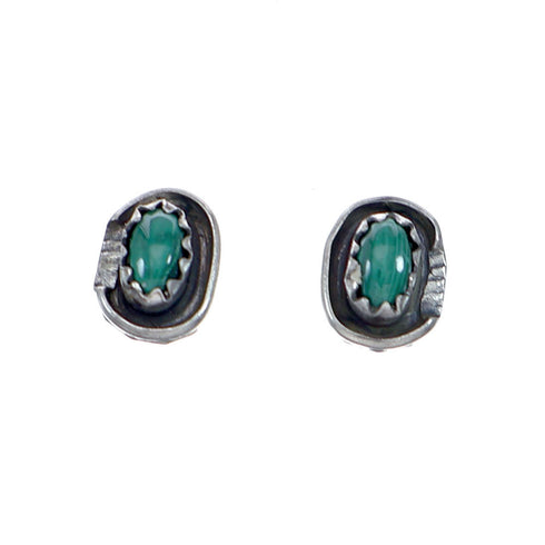 Native American Sterling Silver Malachite Post Earrings NN20692