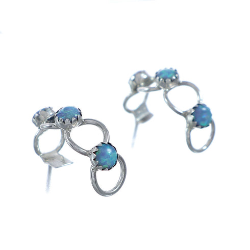 Navajo Multi-stone Turquoise Genuine Sterling Silver Post Hoop Earrings NN20694