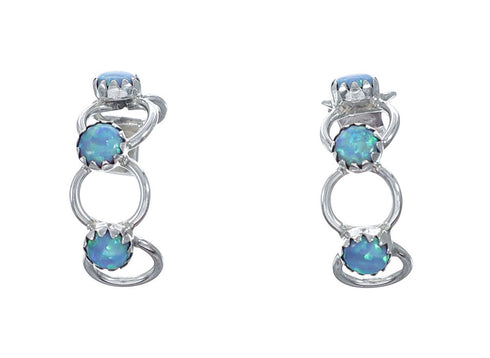 Navajo Multi-stone Turquoise Genuine Sterling Silver Post Hoop Earrings NN20694