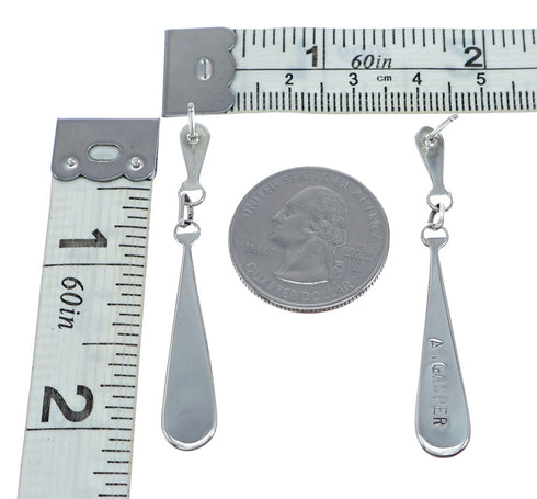 Native American Sterling Silver Oyster Shell Post Dangle Earrings NN20691