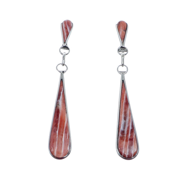 Native American Sterling Silver Oyster Shell Post Dangle Earrings NX11817