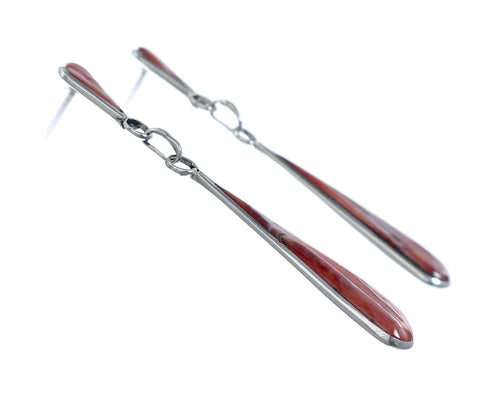 Native American Sterling Silver Oyster Shell Post Dangle Earrings NX11817