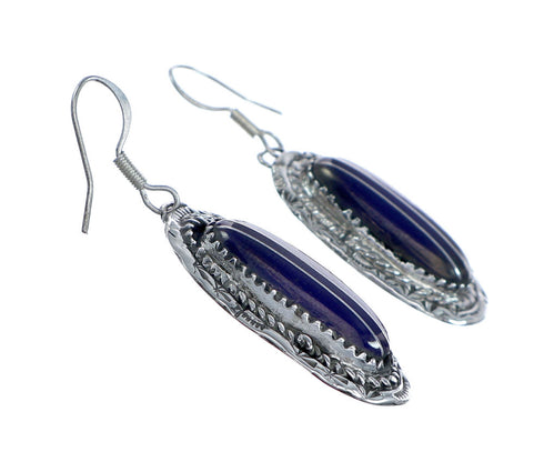 Native American Sterling Silver Lapis Inlay Hook Dangle Earrings NN20698