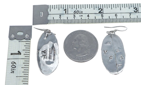 Native American Sterling Silver Lapis Inlay Hook Dangle Earrings NN20698