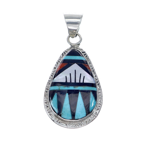 Native American Multicolor Genuine Sterling Silver Pendant NN20688