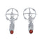 Navajo Sterling Silver Coral Medicine Wheel Feather Post Dangle Earrings NN20679