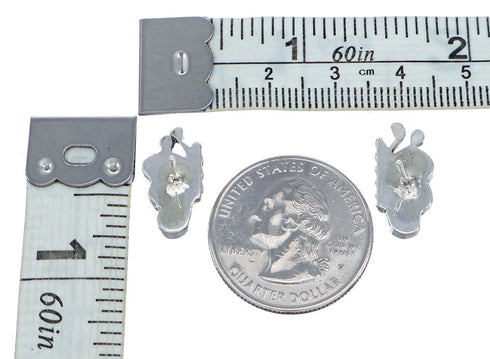 Zuni Genuine Sterling Silver Turquoise Butterfly Post Earrings NX11846