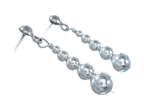 Native American Sterling Silver Bead Post Dangle Earrings NX11824