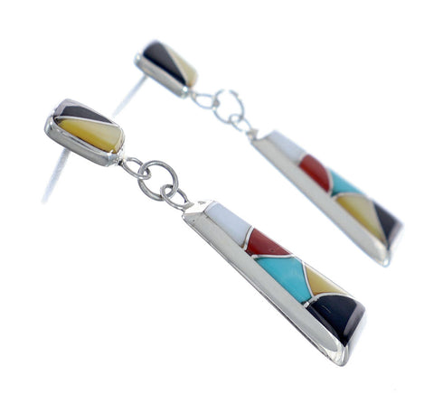 Zuni Multicolor Sterling Silver Post Dangle Earrings NX11823