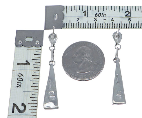 Authentic Zuni Sterling Silver Multicolor Inlay Post Dangle Earrings NX11843