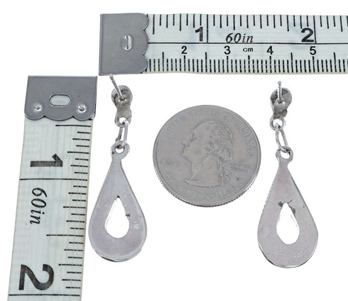 Zuni Multicolor Sterling Silver Post Dangle Tear Drop Earrings NX11826