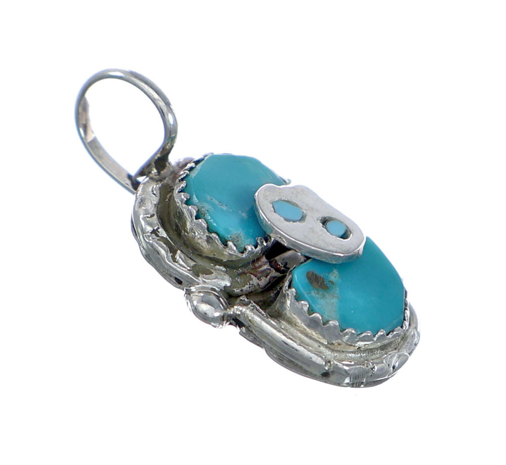 Native American Zuni Turquoise Sterling Silver Snake Pendant
