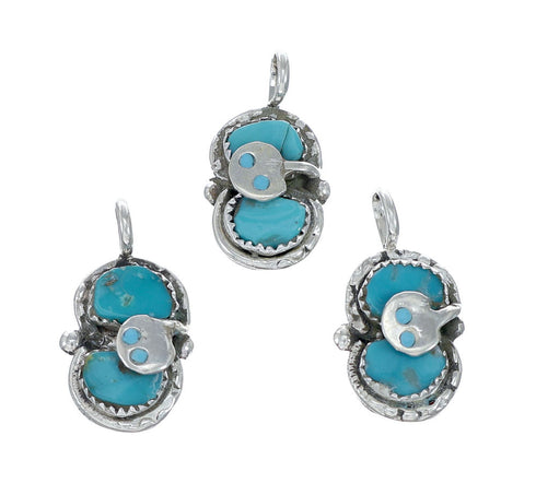 Native American Zuni Turquoise Sterling Silver Snake Pendant NX11736
