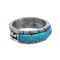 Blue Opal Inlay Zuni Sterling Silver Ring Size 7-3/4 NX11827