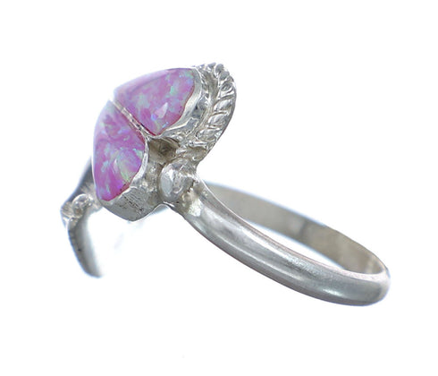 Silver Opal Inlay Zuni Adjustable Heart Ring Size 6,7,8 NX11848