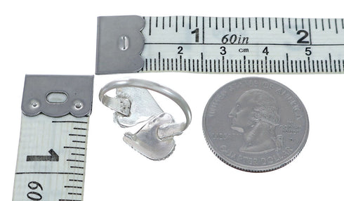 Silver Blue Opal Inlay Zuni Adjustable Heart Ring Size 6,7,8 NX11850