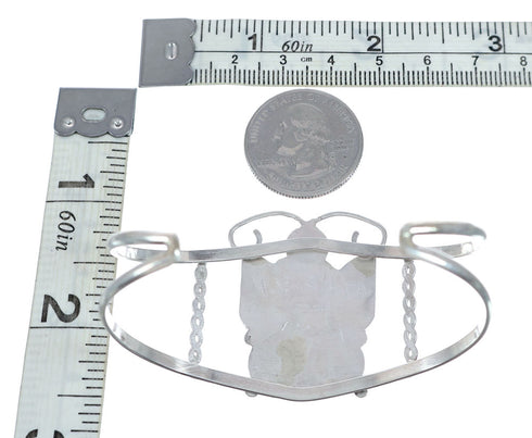 Zuni Indian Multicolor Sterling Silver Butterfly Inlay Cuff Bracelet NX11821