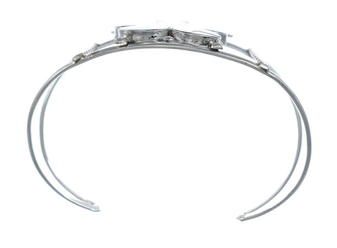 Zuni Indian Multicolor Sterling Silver Butterfly Inlay Cuff Bracelet NX11835