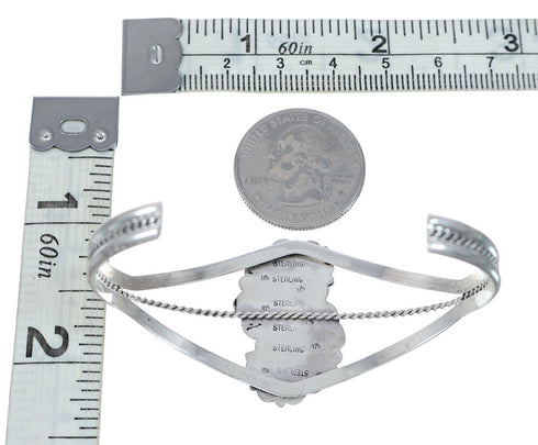 Sterling Silver Turquoise And Coral Navajo Leaf And Flower Cuff Bracelet NX11825