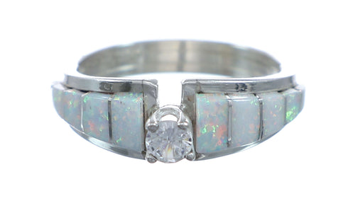 Opal Genuine Sterling Silver CZ Zuni Jewelry Ring Size 6-3/4 NN20731