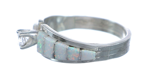 Opal Genuine Sterling Silver CZ Zuni Jewelry Ring Size 6-3/4 NN20731