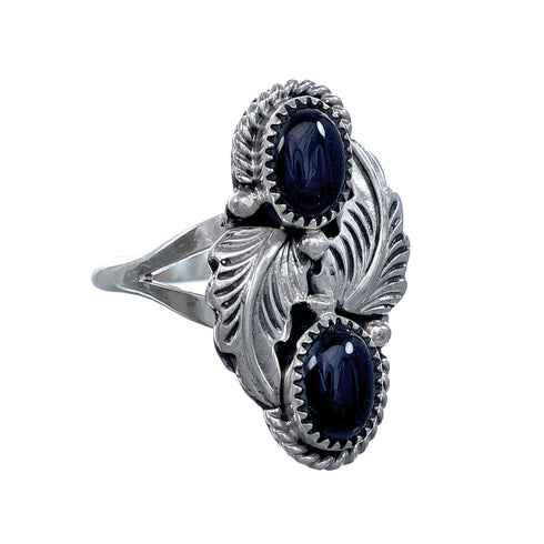 Multistone Leaf Onyx Native American Sterling Silver Ring Size 8-3/4 NN20802