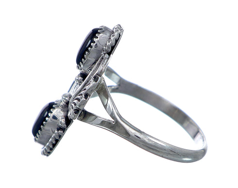 Multistone Leaf Onyx Native American Sterling Silver Ring Size 8-3/4 NN20802