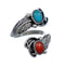 Sterling Silver Turquoise and Coral Navajo Leaf Adjustable Ring Size 7, 8, 9 NN20741
