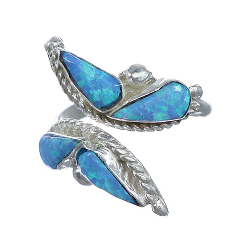 Silver Blue Opal Inlay Zuni Adjustable Butterfly Ring Size 7,8,9 NN20745