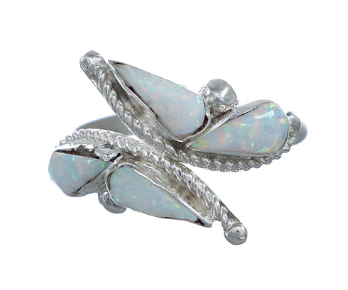 Sterling Silver Opal Inlay Zuni Adjustable Butterfly Ring Size 9,10,11 NN20773