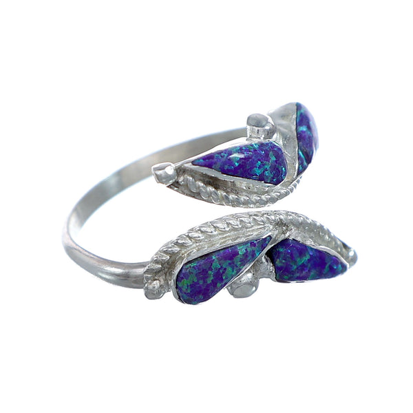 Sterling Silver Opal Inlay Zuni Adjustable Butterfly Ring Size 9,10,11 NN20770