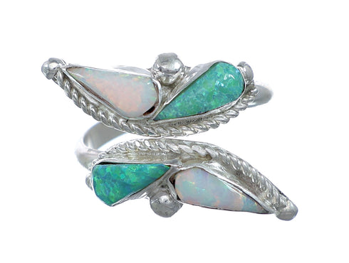Sterling Silver Opal Inlay Zuni Adjustable Butterfly Ring Size 9,10,11 NN20774