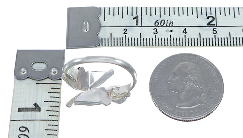 Sterling Silver Opal Inlay Zuni Adjustable Butterfly Ring Size 9,10,11 NN20774