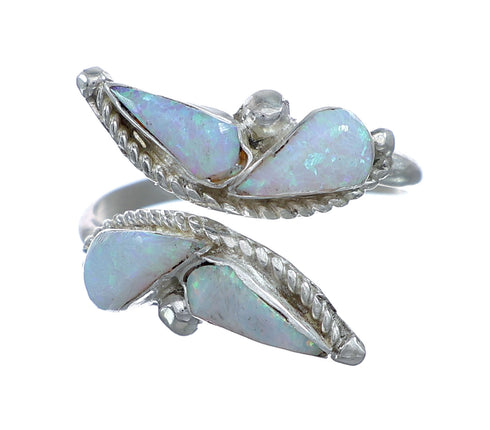 Sterling Silver Opal Inlay Zuni Adjustable Butterfly Ring Size 9,10,11 NN20772