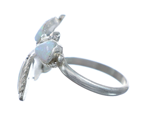 Sterling Silver Opal Inlay Zuni Adjustable Butterfly Ring Size 9,10,11 NN20772