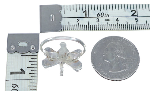 Zuni Blue Opal Dragonfly Sterling Silver Ring Size 9-1/4 NN20775